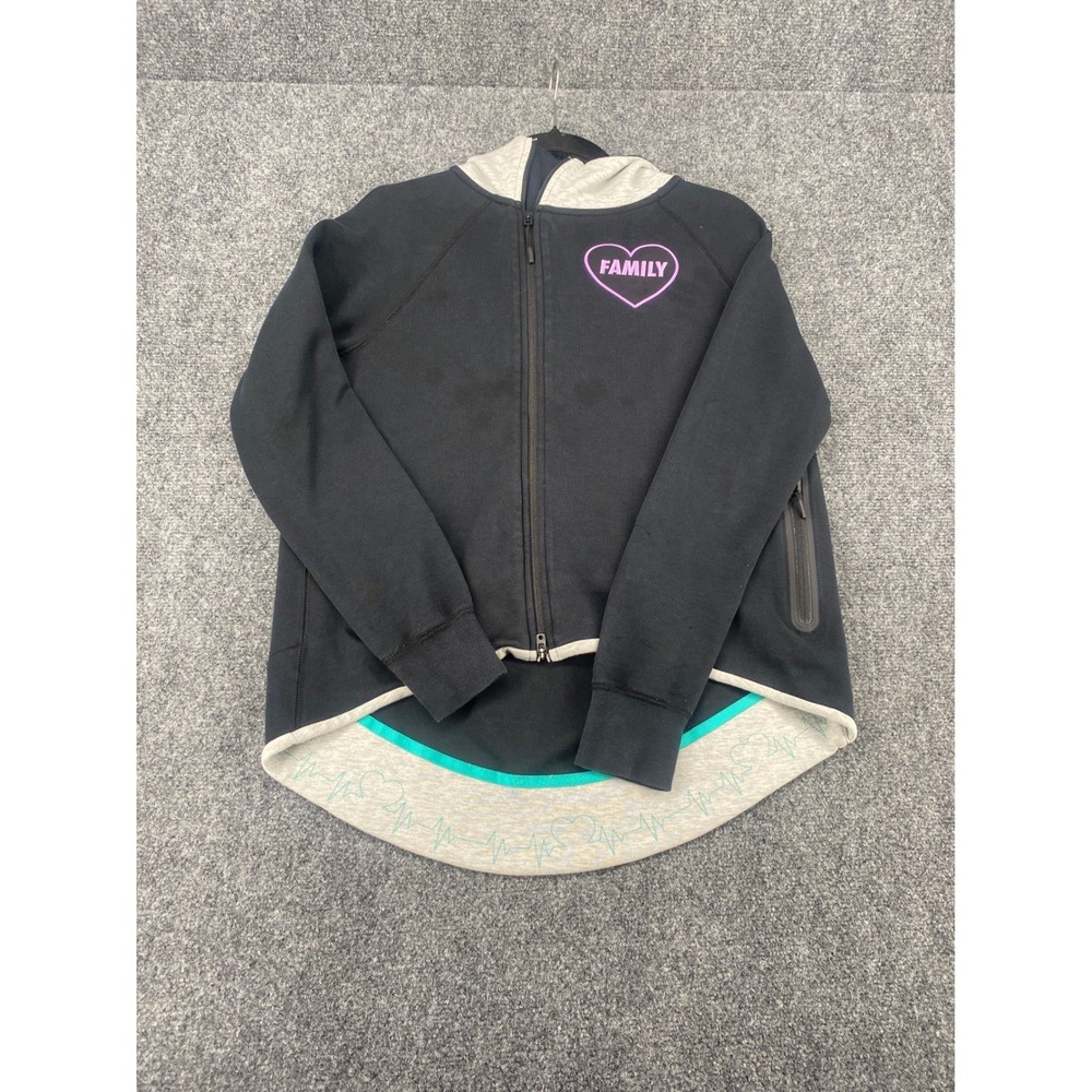 Nike Tech Fleece Survivor Family Hoodie Womens Small Black Zip Up High Low Hem